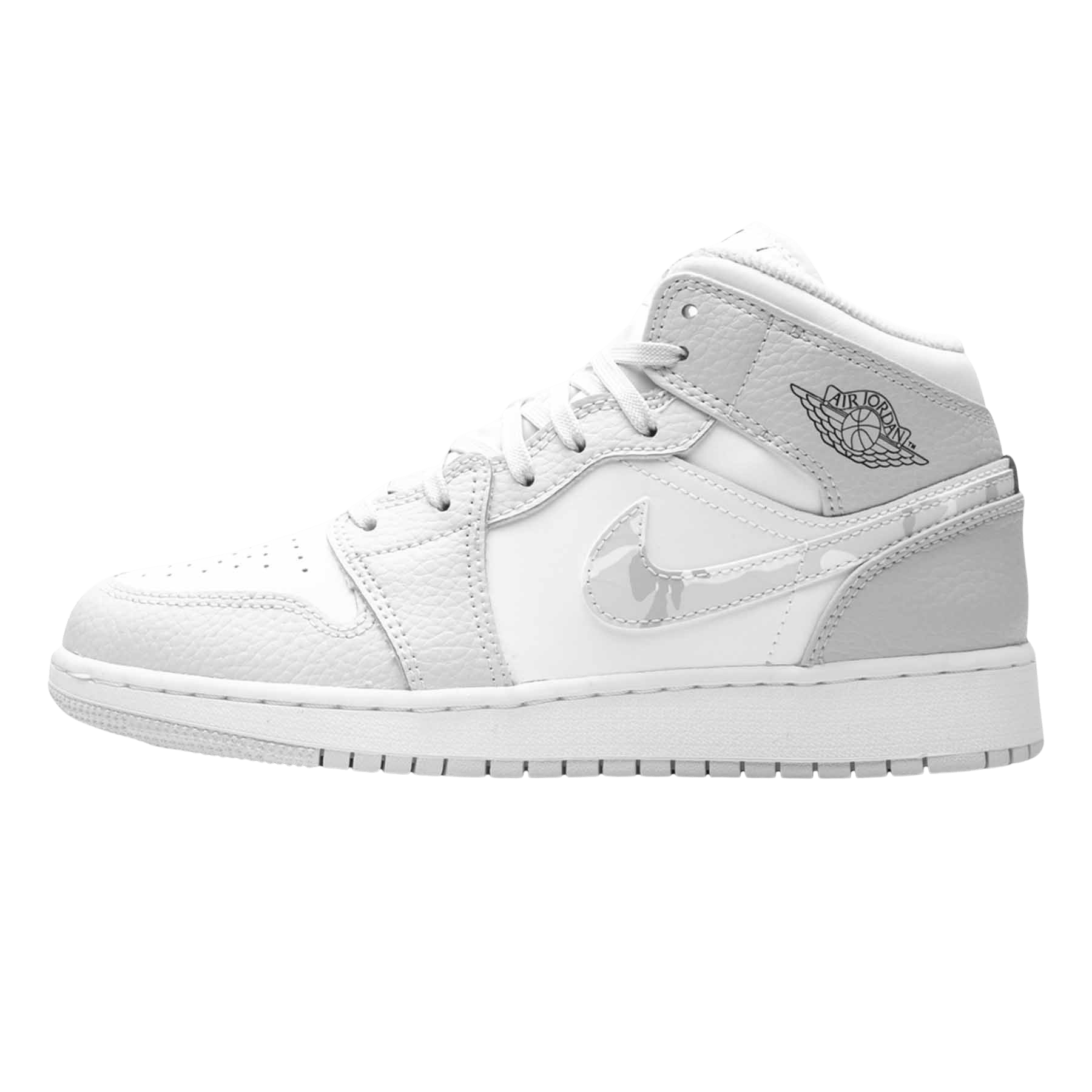 Air Jordan 1 Mid SE GS ‘Swoosh Logo – Grey Camo’