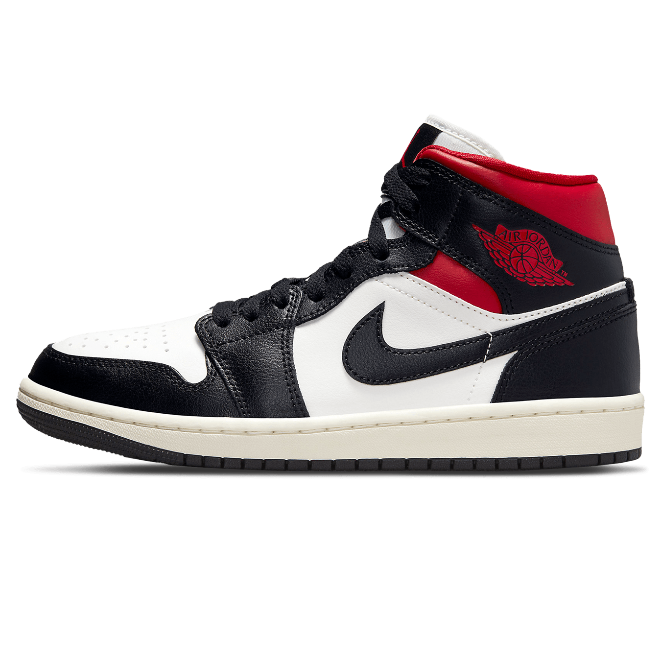 Air Jordan 1 Mid Wmns ‘Black Sail Gym Red’
