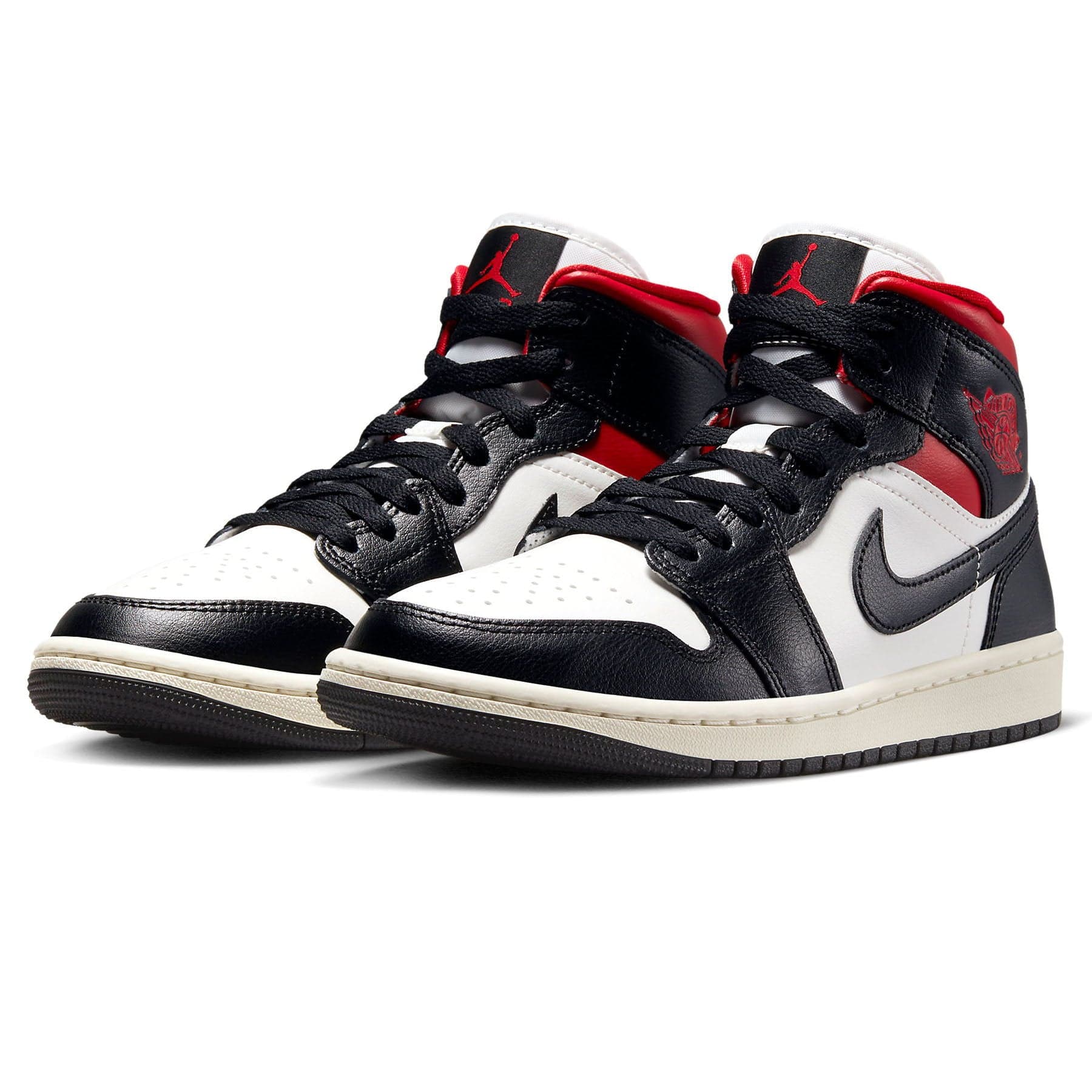 Air Jordan 1 Mid Wmns ‘Black Sail Gym Red’