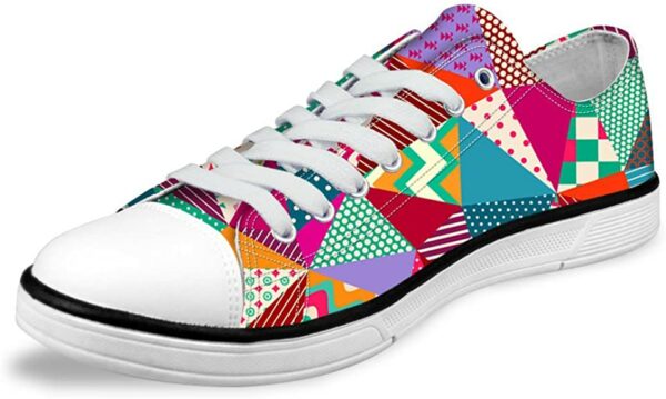 Fashion-Sneakers 3D Printed Irregular Graphics Mosaic Pattern in Upper Canvas Shoes are Comfortable for Men.