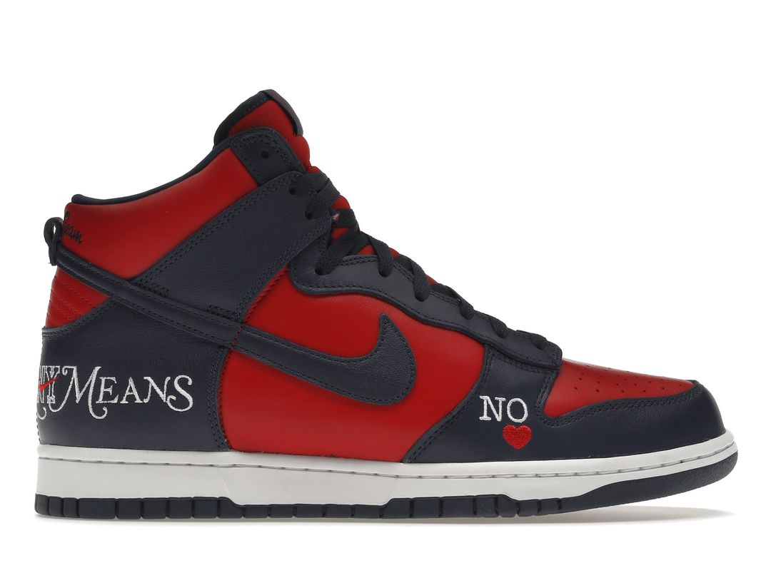 Nike Sb Dunk High X Supreme By Any Means Red Navy