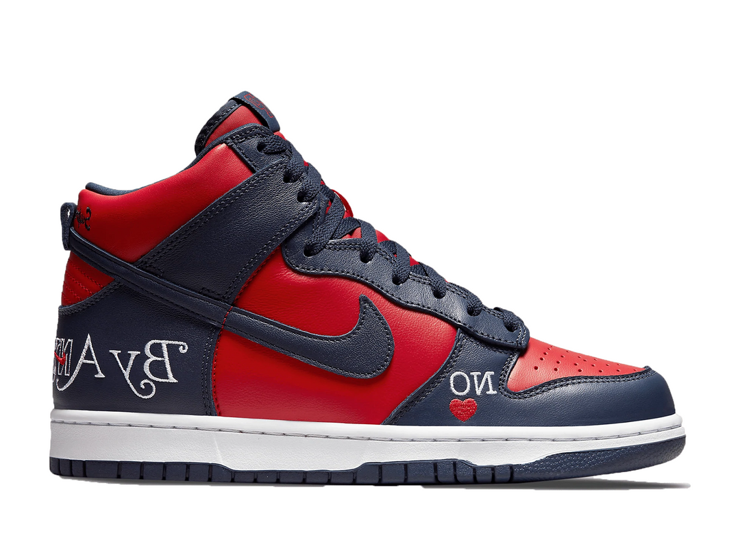 Nike Sb Dunk High X Supreme By Any Means Red Navy
