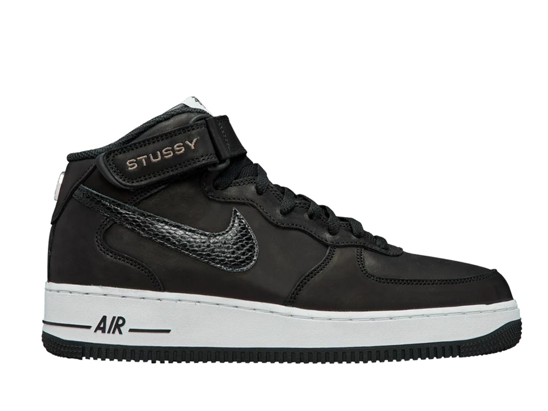 Stussy X Nike Air Force 1 Mid Black White Stussy X Nike Air Force 1 Mid Black White