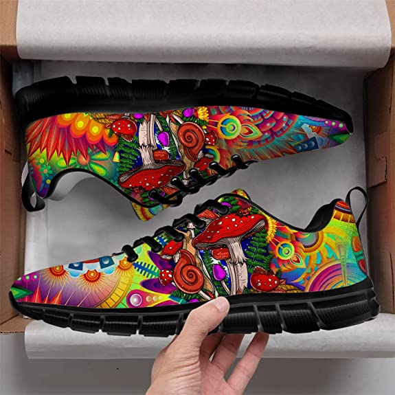 XIVO Women’s Men’s Trail Running Shoes Psychedelic Mushroom Print Sneakers Sport Gym Tennis Shoes Gifts for Friends